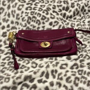 Coach Burgundy Leather Wristlet